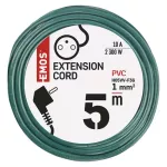 Przedłużacz 5 m / 1 gniazdo / zielony / PVC / 1 mm2