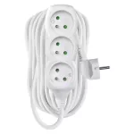 Przedłużacz 10 m / 3 gniazda / biały / PVC / 1 mm2