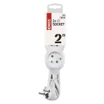 Przedłużacz 2 m / 3 gniazda / biały / PVC / 1 mm2
