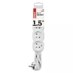 Przedłużacz 1,5 m / 4 gniazda / biały / PVC / 1 mm2