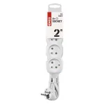 Przedłużacz 2 m / 4 gniazda / biały / PVC / 1 mm2