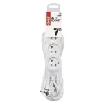 Przedłużacz 7 m / 4 gniazda / biały / PVC / 1 mm2