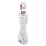 Przedłużacz 10 m / 5 gniazd / biały / PVC / 1 mm2