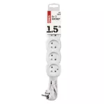 Przedłużacz 1,5 m / 5 gniazd / biały / PVC / 1 mm2