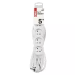 Przedłużacz 5 m / 5 gniazd / biały / PVC / 1 mm2