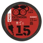 Przedłużacz ogrodowy 15 m / 2 gniazda / czarny / guma / 230 V / 1,5 mm2