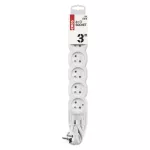 Przedłużacz 3 m / 6 gniazd / biały / PVC / 1 mm2