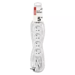 Przedłużacz 5 m / 6 gniazd / biały / PVC / 1 mm2