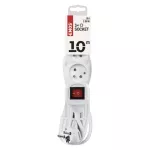 Przedłużacz 10 m / 3 gniazda / z wyłącznikiem / biały / PVC / 1 mm2