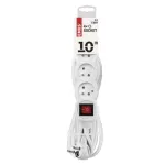 Przedłużacz 10 m / 4 gniazda / z wyłącznikiem / biały / PVC / 1 mm2