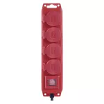Przedłużacz 3 m / 4 gniazda / z wyłącznikiem / czarno-czerwony / guma-neopren / 1,5 mm2