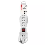 Przedłużacz 7 m / 4 gniazda / z wyłącznikiem / biały / PVC / 1 mm2