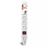 Przedłużacz 3 m / 5 gniazd / z wyłącznikiem / biały / PVC / 1 mm2