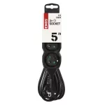Przedłużacz 5 m / 3 gniazda / czarny / PVC / 1 mm2