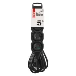 Przedłużacz 5 m / 4 gniazda / czarny / PVC / 1 mm2