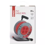 Przedłużacz zwijany 15 m / 4 gniazda / czerwony / PVC / 230 V / 1 mm2