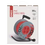 Przedłużacz zwijany 20 m / 4 gniazda / czerwony / PVC / 230 V / 1 mm2