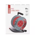 Przedłużacz zwijany 25 m / 4 gniazda / czerwony / PVC / 230 V / 1,5 mm2
