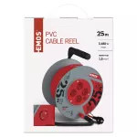 Przedłużacz zwijany 25 m / 4 gniazda / z wyłącznikiem / czerwony / PVC / 230 V / 1,5 mm2