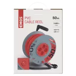 Przedłużacz zwijany 50 m / 4 gniazda / z wyłącznikiem / czerwony / PVC / 230 V / 1,5 mm2