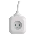 Przedłużacz - kostka 1,9 m / 4 gniazda / biały / PVC / z USB portem / 1 mm2