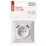 Gniazdo FRENCH z USB 2,1A max. IP20 błyszczące białe