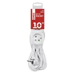 Przedłużacz 10 m / 3 gniazda / biały / PVC / 1,5 mm2