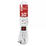 Przedłużacz 10 m / 3 gniazda / z wyłącznikiem / biały / PVC / 1,5 mm2