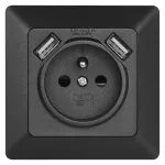Gniazdo FRENCH z USB 2,1A max. IP20 antracyt