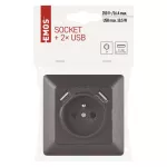 Gniazdo FRENCH z USB 2,1A max. IP20 antracyt