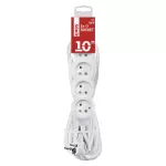 Przedłużacz 10 m / 5 gniazd / biały / PVC / 1,5 mm2