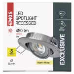 Oczko LED Exclusive 5W ciepła biel, srebrny
