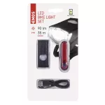 Ładowalne lampy rowerowe komplet przód + tył, 90 lm