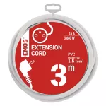 Przedłużacz 3 m / 1 gniazdo / biały / PVC / 1,5 mm2