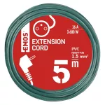 Przedłużacz 5 m / 1 gniazdo / zielony / PVC / 1,5 mm2