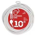 Przedłużacz 10 m / 1 gniazdo / biały / PVC / 1,5 mm2