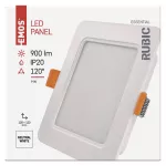 Panel LED wpuszczany RUBIC, kwadrat, biały, 9W, naturalna biel