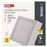 Panel LED natynkowy NEXXO, kwadrat, bialy, 7,6W, CCT