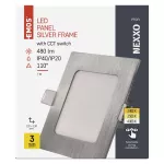 Panel LED wpuszczany NEXXO, kwadrat, srebrny, 7W, CCT