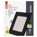 Panel LED wpuszczany NEXXO, kwadrat, czarny, 7W, CCT