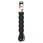 Przedłużacz 2 m / 5 gniazd / z wyłącznikiem / czarny / PVC / 1 mm2