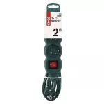 Przedłużacz 2 m / 3 gniazda / z wyłącznikiem / zielona / PVC / 1 mm2