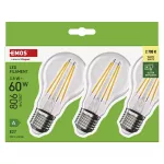 Żarówka LED Filament A60 / E27 / 3,8 W (60 W) / 806 lm / ciepła biel 3PK