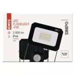 Naświetlacz LED SIMPO 20W, z czujn. PIR, czarny,neutralna biel