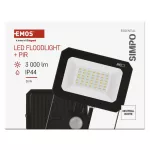 Naświetlacz LED SIMPO 30W, z czujn. PIR, czarny, neutralna biel