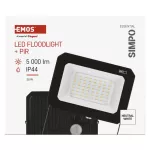 Naświetlacz LED SIMPO 50W, z czujn. PIR, czarny, neutralna biel