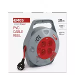 Przedłużacz bębnowy 10 m / 4 gniazda / czerwony / PVC / 230 V / 1 mm2