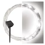 Dekoracje - 120 LED nano łezki z panelem solarnym, miedź, 12 m, IP44, zimna biel, timer