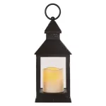 Lampion 1 LED świeczka czarny 24 cm 3x AAA, vintage, IP20, timer