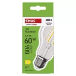 Żarówka LED Filament A60 / E27 / 5,9 W (60 W) / 806 lm / neutralna biel